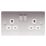 LAP  13A 2-Gang DP Switched Plug Socket Brushed Stainless Steel  with White Inserts