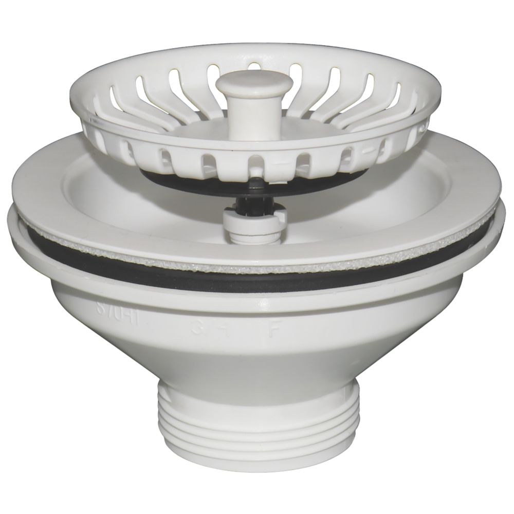 ETAL Sink Strainer Waste without Overflow White 90mm Screwfix