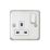 MK Contoura 13A 1-Gang DP Switched Plug Socket Brushed Stainless Steel  with White Inserts