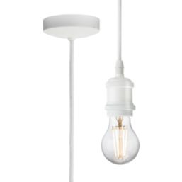 Knightsbridge Vintage 1.8m Pendant Set Light Fitting E27 Matt White 3 1/2"