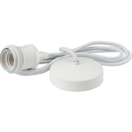 Knightsbridge Vintage 1.8m Pendant Set Light Fitting E27 Matt White 3 1/2"