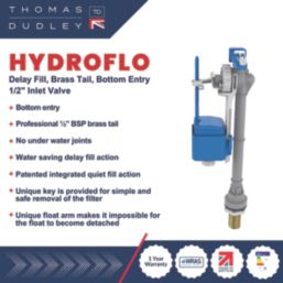 Thomas Dudley Ltd  Bottom-Entry Delay Fill Professional Brass Tail Inlet Valve 1/2"