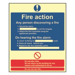 Essentials  Photoluminescent "Fire Action Procedure" Sign 250mm x 300mm