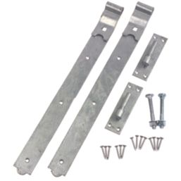 GateMate Matt Silver Cranked Band & Hook on Plate 165mm x 24" x 600mm 2 Pack