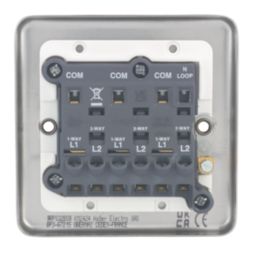 Hager Sollysta WRPS32BSW 10AX 3-Gang 2-Way Light Switch  Brushed Steel with White Inserts