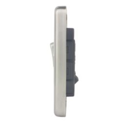 Hager Sollysta WRPS32BSW 10AX 3-Gang 2-Way Light Switch  Brushed Steel with White Inserts