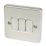 Hager Sollysta WRPS32BSW 10AX 3-Gang 2-Way Light Switch  Brushed Steel with White Inserts