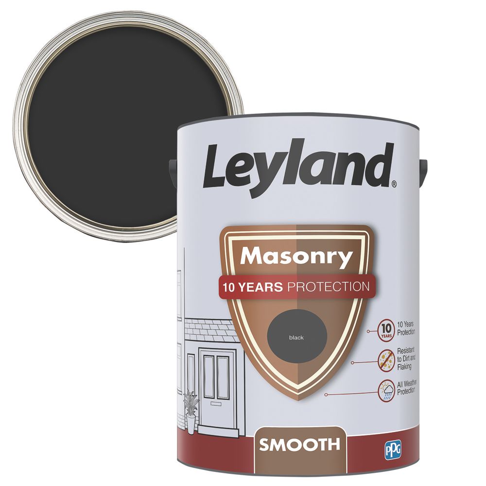 Leyland Retail 5Ltr Smooth Black Masonry Paint Screwfix