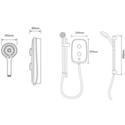 Aqualisa eSense Space Grey/Black Chrome 9.5kW  Electric Shower