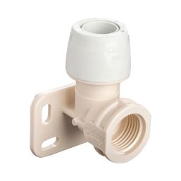 Hep2O  Plastic Push-Fit Adapting 90° Keyless Wall Plate Elbow 15mm x 1/2"