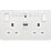 British General Evolve 13A 2-Gang SP Switched Double Socket With WiFi Extender + 2.1A 10.5W 1-Outlet Type A USB Charger White with White Inserts