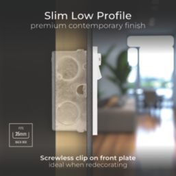 British General Evolve 13A 2-Gang SP Switched Socket with WiFi Extender + 2.1A 10.5W 1-Outlet Type A USB Charger Pearlescent White with White Inserts