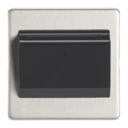 Contactum Lyric 10AX Key Card Switch Brushed Steel with Black Inserts