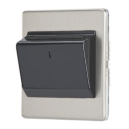 Contactum Lyric 10AX Key Card Switch Brushed Steel with Black Inserts
