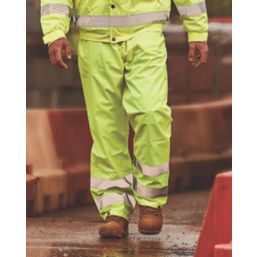 Hi-Vis Reflective Trousers Elasticated Waist Yellow Large 26-46" W 30" L