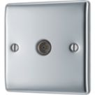 British General Nexus Metal 1-Gang Coaxial TV Socket Polished Chrome