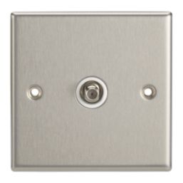 Contactum iConic 1-Gang F-Type Satellite Socket Brushed Steel with White Inserts