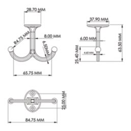 Essentials Double Hook Polished Chrome 63.5mm
