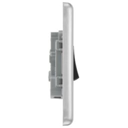 LAP  10AX 1-Gang 2-Way Light Switch  Brushed Stainless Steel with Black Inserts