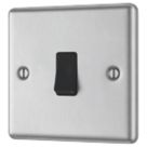 LAP  10AX 1-Gang 2-Way Light Switch  Brushed Stainless Steel with Black Inserts