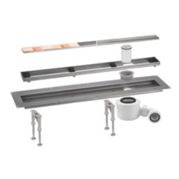 McAlpine CD800-O-B Slimline Channel Drain Brushed Stainless Steel 810mm x 88mm