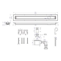 McAlpine CD800-O-B Slimline Channel Drain Brushed Stainless Steel 810mm x 88mm