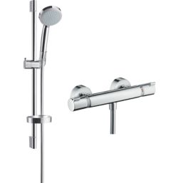 Hansgrohe Ecostat Croma Combi HP Rear-Fed Exposed Chrome Thermostatic Mixer Shower