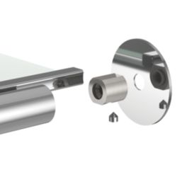 Swirl Caldew Chrome Stainless Steel & Tempered Glass Bathroom Shelf with Towel Rail 450mm x 118mm x 81mm