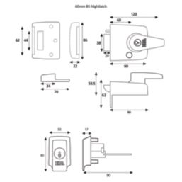 ERA   BS Night Latch Satin Nickel 60mm Backset