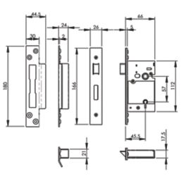 Smith & Locke Fire Rated  Satin Stainless Steel BS 5-Lever Mortice Sashlock 66mm Case - 45mm Backset