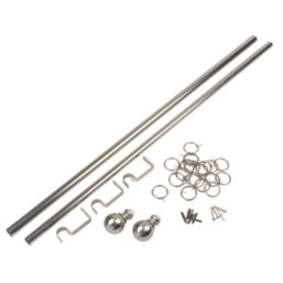 Cooke & Lewis Satin Nickel-Effect Curtain Pole Set 28mm x 1.2 - 2.1m