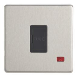 Contactum Lyric 13A Unswitched Fused Spur with Neon Brushed Steel with Black Inserts