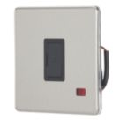 Contactum Lyric 13A Unswitched Fused Spur with Neon Brushed Steel with Black Inserts