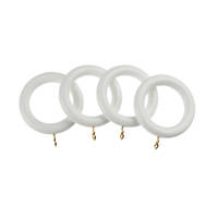 Universal Wooden 28mm Curtain Rings White 4 Pack