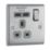 British General Nexus Metal 13A 1-Gang SP Switched Socket + 2.1A 10.5W 2-Outlet Type A USB Charger Brushed Steel with Graphite Inserts