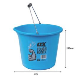 OX  Plastic Builders Bucket Blue 15Ltr