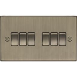 Knightsbridge  10AX 6-Gang 2-Way Light Switch  Antique Brass