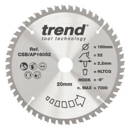 Trend CSB/AP16052 Aluminium Plunge Saw Blade 160mm x 20mm 52T