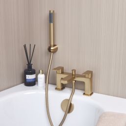 ETAL Lanza Brushed Brass 174mm Deck Mounted Dual Control Manual Shower Mixer Tap
