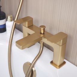 ETAL Lanza Brushed Brass 174mm Deck Mounted Dual Control Manual Shower Mixer Tap