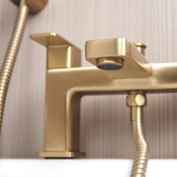 ETAL Lanza Brushed Brass 174mm Deck Mounted Dual Control Manual Shower Mixer Tap