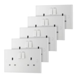 British General 900 Series 13A 2-Gang SP Switched Plug Sockets White   5 Pack