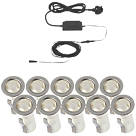 LAP Apollo White 15mm Outdoor LED Deck Light Kit Polished Stainless Steel 2.6W 10 x 2.5lm 10 Pack