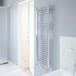 Flomasta 1200mm x 400mm 1058BTU Chrome Curved  Towel Radiator