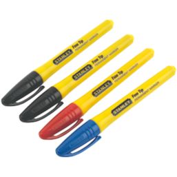 Stanley  Fine Tip Mixed Colours Permanent Marker 4 Piece Set