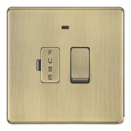 LAP  13A Switched Fused Spur with LED Antique Brass with Colour-Matched Inserts