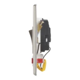 Contactum iConic 20A 1-Gang DP Control Switch & Flex Outlet Brushed Steel with Neon with White Inserts