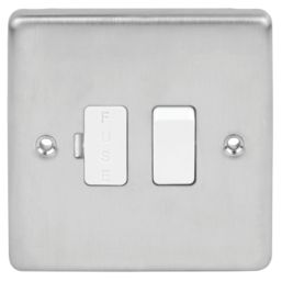 LAP  13A Switched Fused Spur  Brushed Stainless Steel with White Inserts