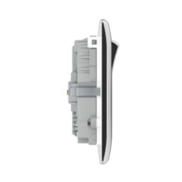 British General Nexus Metal 13A 2-Gang SP Switched Socket + 3.25A 45W 2-Outlet Type C USB Charger Polished Chrome with White Inserts