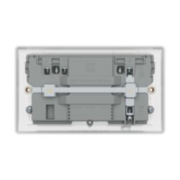 British General Nexus Metal 13A 2-Gang SP Switched Socket + 3.25A 45W 2-Outlet Type C USB Charger Polished Chrome with White Inserts